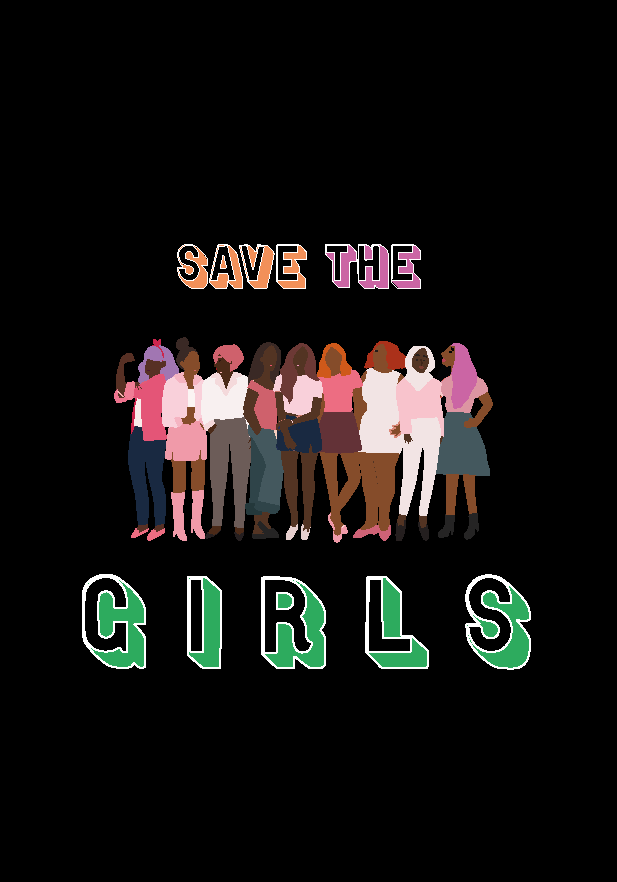 Save the girls text print